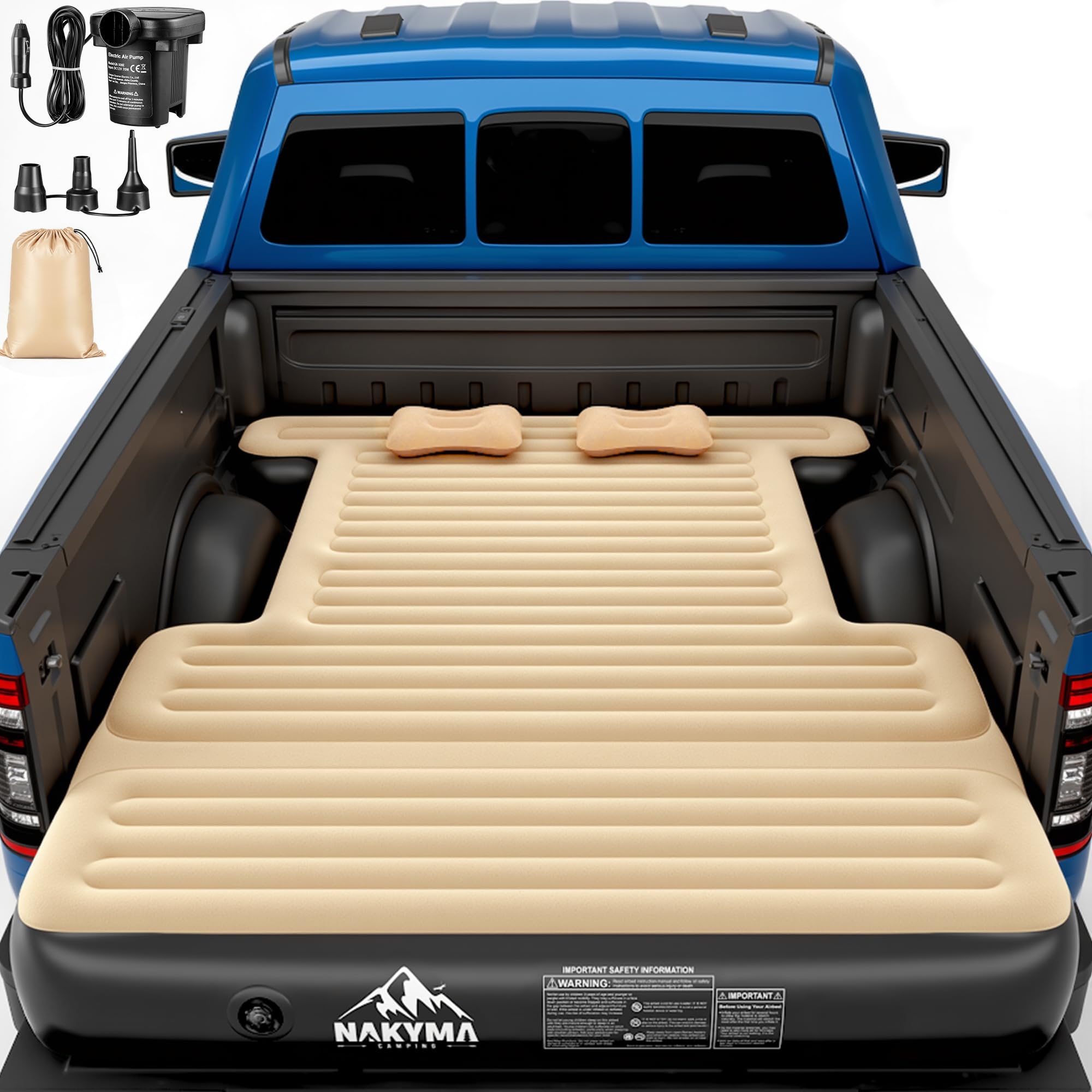 Keoslpy Upgraded Truck Bed Air Mattress for 5.5-5.8Ft Inflatable Truck Air Mattress Full Size Short Truck Beds with Extension Air Pump 2 Pillows Carry Bag for Outdoor Truck Camping Road Trips