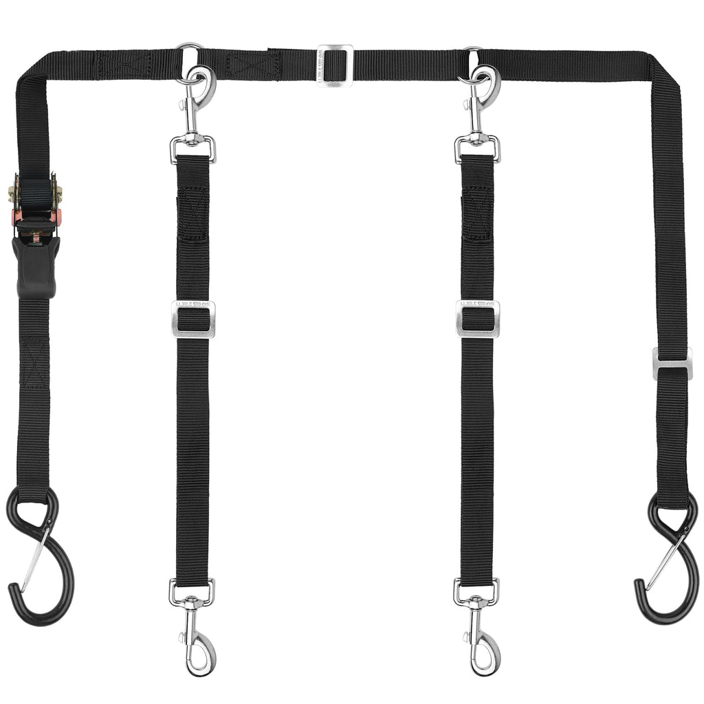 SKIPWALL Truck Bed Dog Tether for Two DogsRatchet Tightening Adjustable Double Safety Truck Bed Dog Leash System for Pickup SUV Cars & Trucks