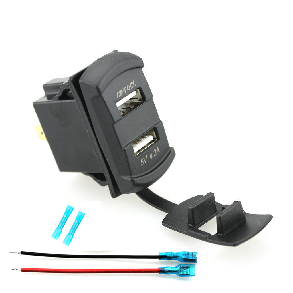 USB Car Charger with Switch and Voltage Meter