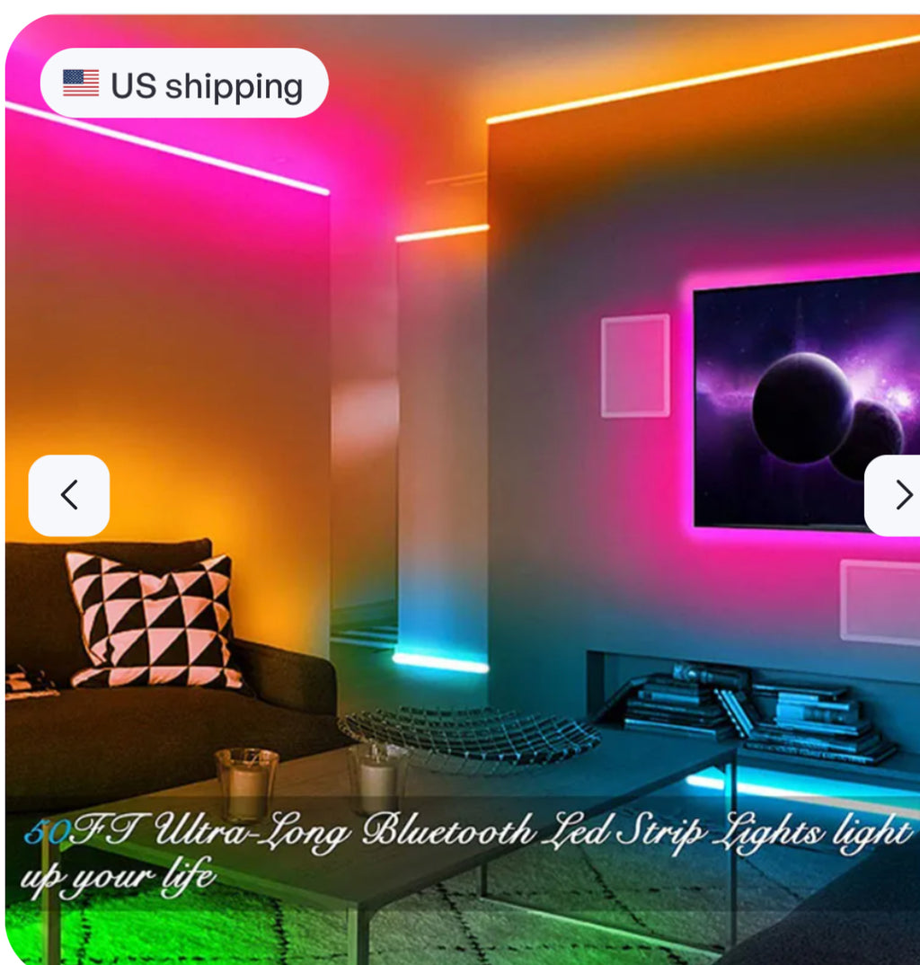 RGB LED Light Strip — Bluetooth App & 44-Key Remote Color Changing Ambient Lighting