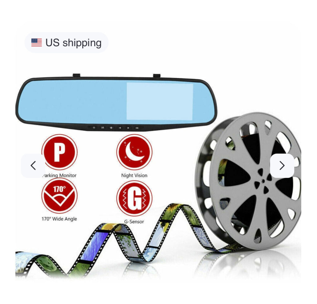 1080P HD Rearview Mirror Dash Cam — Dual Camera Car DVR Recording System
