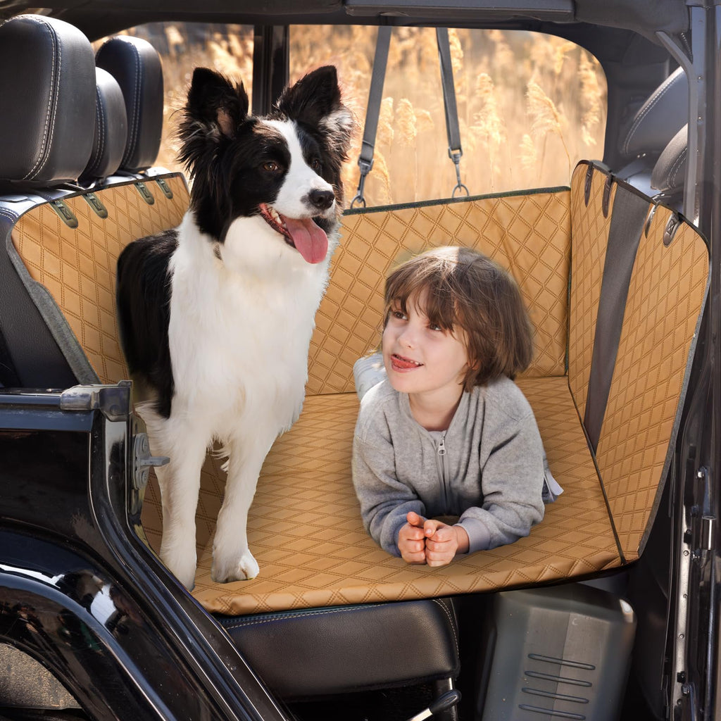Back Seat Extender for DogsHeavy Duty Leatherette Large Space Dog Car Seat Cover for Back SeatHard Bottom Dog Hammock for Car Sturdy Camping Mattress Holds 500lbsTravel Dog Bed for Car SUV Truck