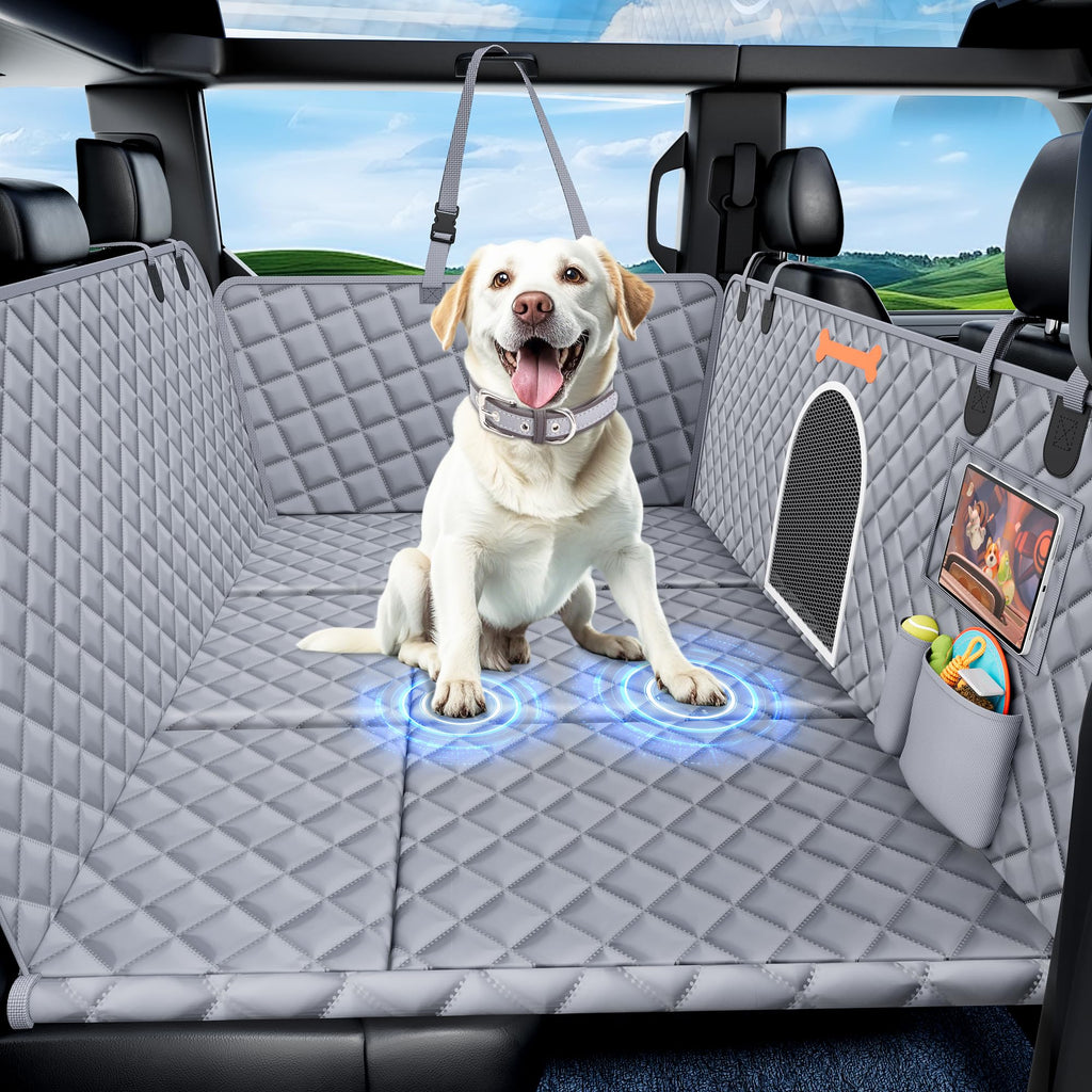 XXL Dog Car Seat Cover for Back Seat Hard Bottom Truck Pet Back Seat Extender for Dogs 100% Waterproof&Scratchproof Backseat Protector Nonslip Dog Bed for Car Dog Hammock for Crew Cab F150 (Grey)